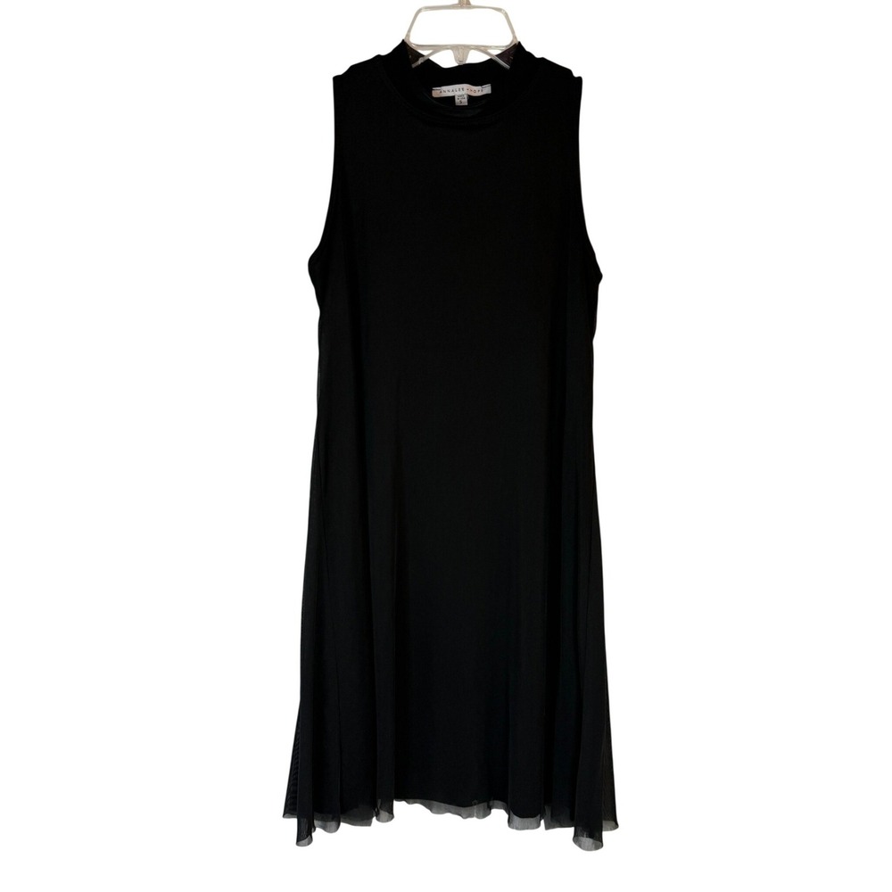 Annalee + Hope Black‎ Sleeveless Swing Dress Mesh Panel A-Line Size Small